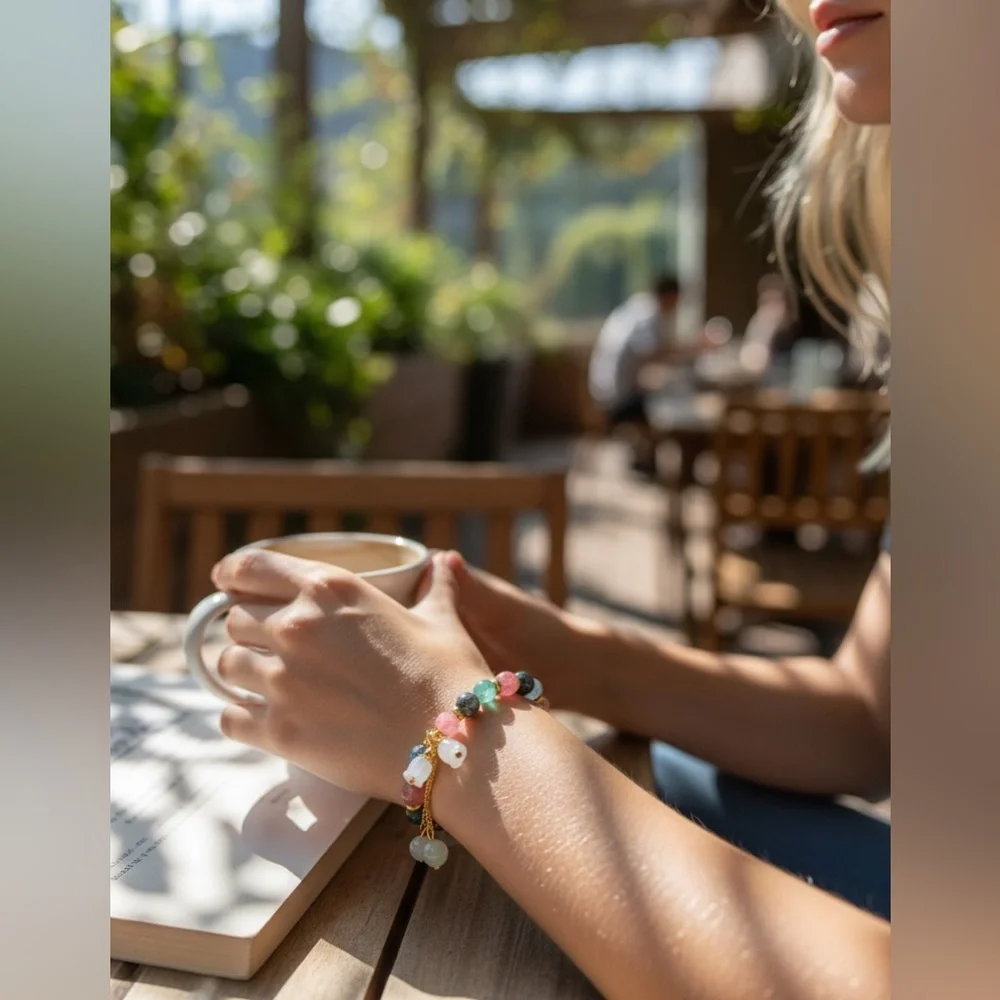 Women boho Elegant Multicolor Beaded Bracelet with dangle beads